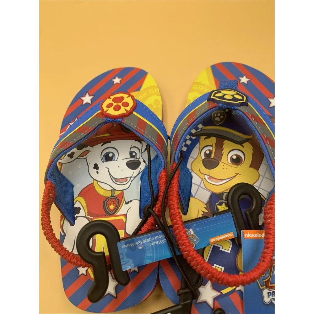 NWT Nickelodeon PAW PATROL Blue Flip Flops Sandals w/Strap Toddler Boys 9/10